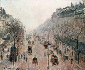 Boulevard Montmartre op een Mistige Zonnige Ochtend, 1897 door Camille Jacob Pissarro