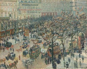 Boulevard des Italiens, ochtend, zonlicht door Camille Pissarro