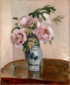 Boeket roze pioenen door Camille Pissarro