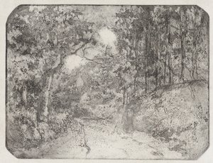 Chemin sous bois à Pontoise, 1879 door Camille Pissarro