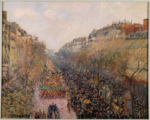 Dag van Mardi Gras op Boulevard Montmartre in Parijs in 1897. Schilderij door Camille Pissarro (1830-1903) 1897. Los Angeles, Hammer Museum door Camille Jacob Pissarro