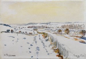 Eragny onder sneeuw