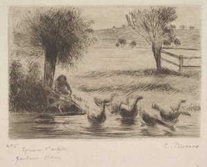 Ganzenmeisje door Camille Jacob Pissarro