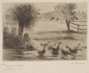 Ganzenmeisje, 1888 door Camille Jacob Pissarro