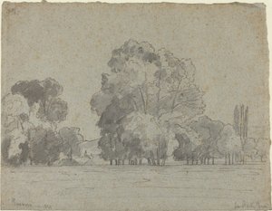 Boomgaard door Camille Pissarro