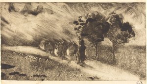 Koeien hoeden bij schemering (Vachère le soir)
