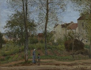 Huizen in Bougival (Herfst) door Camille Pissarro