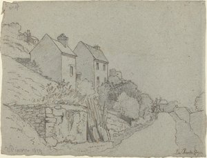 Huizen bij een Weg door Camille Pissarro