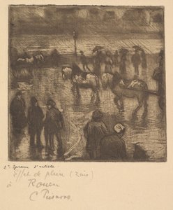 Impressies van regen, Rouen, 1883 door Camille Jacob Pissarro