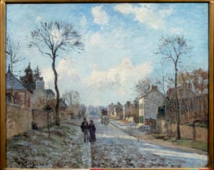 De weg naar Louveciennes door Camille Jacob Pissarro