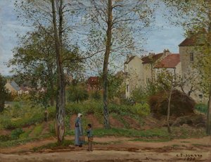 Landschap bij Louveciennes (herfst) door Camille Pissarro