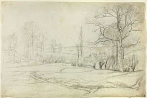 Landschap in Montfoucault door Camille Pissarro