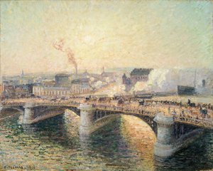 Le Pont Boieldieu, Rouen, Soleil Couchant door Camille Pissarro