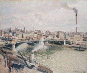 Ochtend, een bewolkte dag, Rouen door Camille Jacob Pissarro