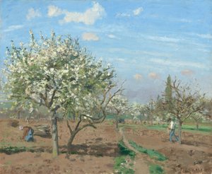 Boomgaard in Bloei, Louveciennes door Camille Pissarro