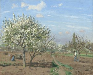 Boomgaard in Bloei, Louveciennes door Camille Jacob Pissarro