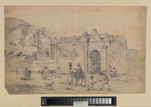 Buitenlift bij een Poort door Camille Pissarro