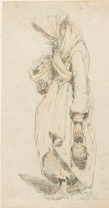 Boerin (recto); Jongen met een Hengel (verso) door Camille Pissarro