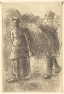 Boeren die hooi dragen, 1900 door Camille Pissarro