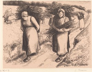 Boerinnen die Bundels Dragen door Camille Pissarro