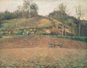 Ploegland door Camille Jacob Pissarro