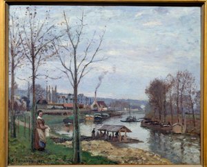 Port Marly, het wasgebouw door Camille Jacob Pissarro