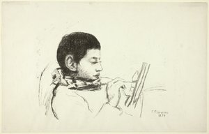Portret: Lucien Pissarro door Camille Pissarro