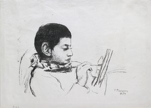 Portret van Lucien Pissarro, 1874 door Camille Pissarro