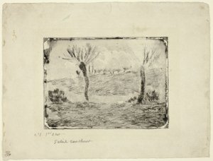 Ondergaande zon door Camille Pissarro