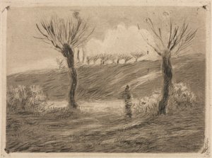 Ondergaande zon door Camille Pissarro