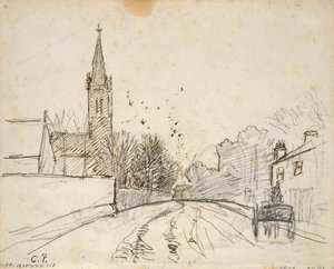 Studie van Upper Norwood, Londen, met All Saints Church, 1871 door Camille Pissarro