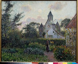 De kerk van Knocke in België door Camille Jacob Pissarro