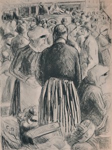 De markt in Pontoise, 1895 door Camille Jacob Pissarro