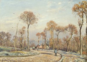 De Weg naar Versailles, Louveciennes: Ochtendvorst door Camille Jacob Pissarro