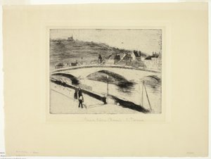 De Stenen Brug in Rouen door Camille Pissarro