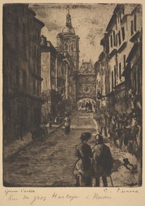 De Straat van de Grote Klok, Rouen, 1885 door Camille Jacob Pissarro