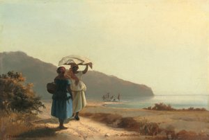 Twee Vrouwen Praten aan Zee, St. Thomas door Camille Pissarro