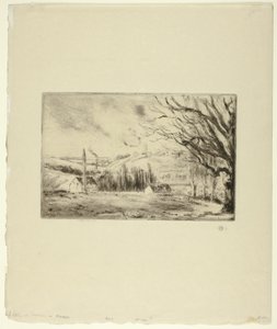 Zicht op Pontoise door Camille Pissarro