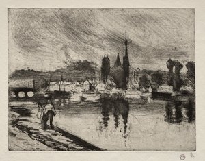 Uitzicht op Rouen door Camille Pissarro