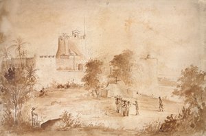Uitzicht op een militaire vesting, Christiansfort, Charlotte Amalie, St Thomas, West-Indië door Camille Pissarro