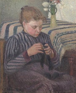 Vrouw die Naait door Camille Pissarro