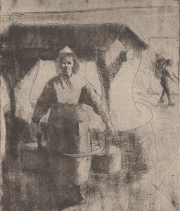 Vrouw bij een Put, 1891 door Camille Pissarro