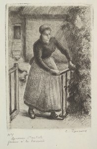 Vrouw bij de poort, 1889 door Camille Jacob Pissarro