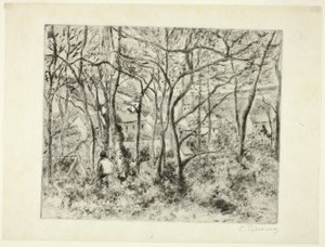 Bosgebied bij de Hermitage door Camille Pissarro