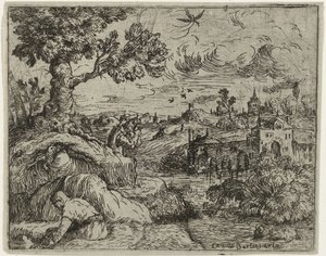 Landschap met bewolkte hemel