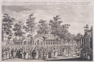 Zicht op de Rotunda, Ranelagh House, op een bal ter viering van de verjaardag van ZKH, de Prins van Wales, 24 mei 1751, gegraveerd door Parr