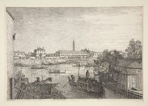 Bij de Sloten van Dolo, uit de serie Vedute (Gezichten) door Canaletto (Giovanni Antonio Canal)