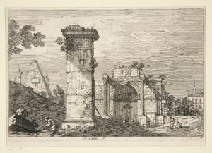 Landschap met Verwoeste Monumenten, uit de serie Vedute door Canaletto (Giovanni Antonio Canal)