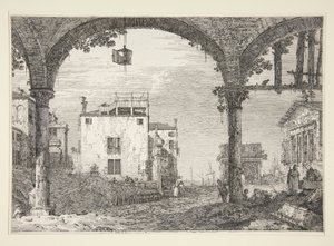 Het Portiek met de Lantaarn, uit de serie Vedute (Gezichten) door Canaletto (Giovanni Antonio Canal)