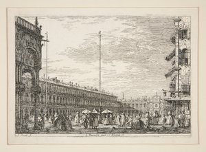 Le Procuratie Nuove en S. Ziminian V. (De Procuratic Nuove en de kerk van San Geminiano, Venetië), uit de serie Vedute (Gezichten) door Canaletto (Giovanni Antonio Canal)